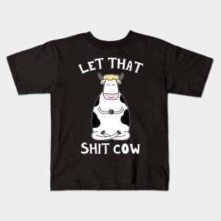 Funny Yoga Cow Meditating Pun Zen Meditation Kids T-Shirt